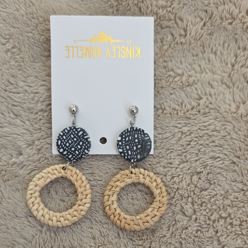 Kinsley Armelle Black and Tan Woven Earrings